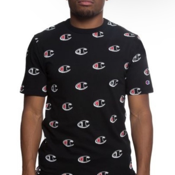 Champion all over black tee shirt size medium - Picture 1 of 4